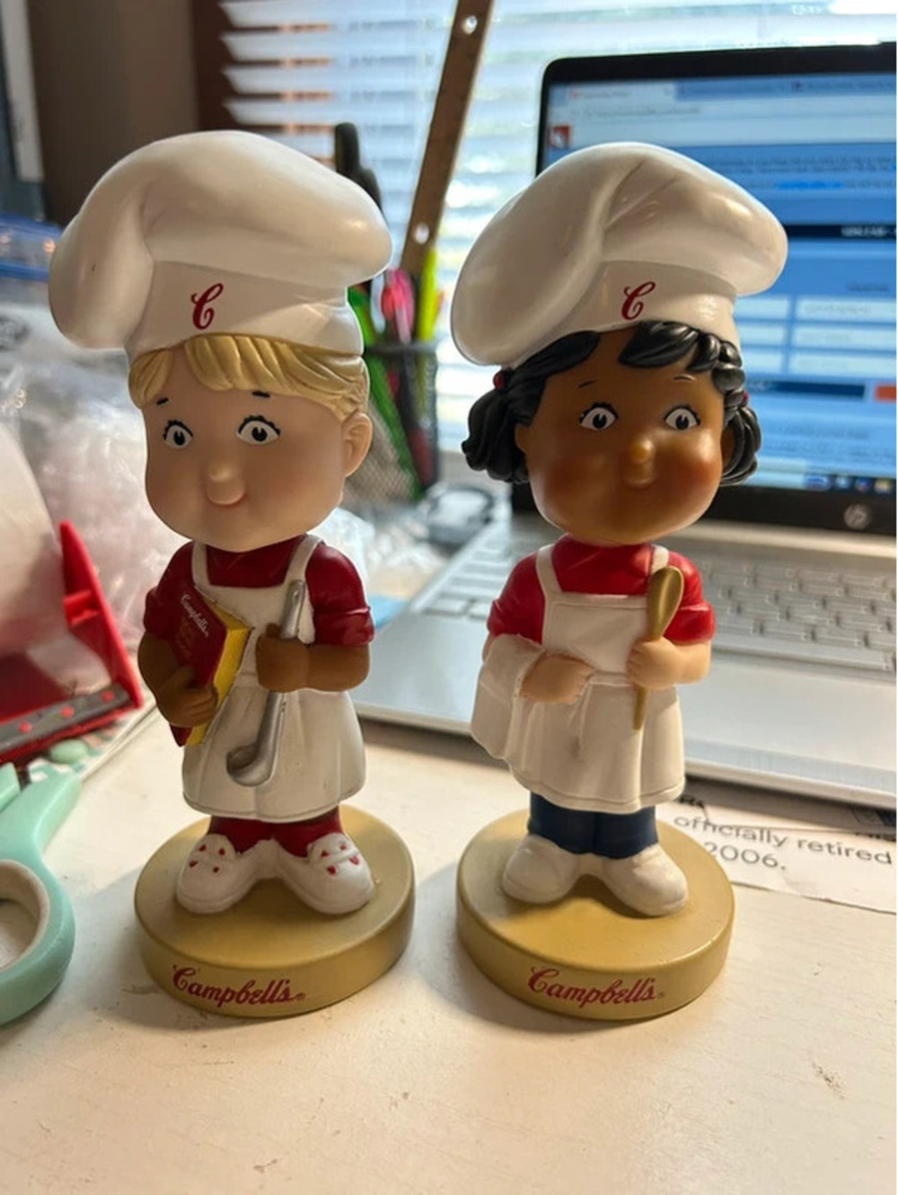 Pair of Campbell bobble heads